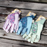 花柄ガーデニンググローブ（お花畑） コットングリップ 3組セット - Cotton grip flowerfield triple pack gloves